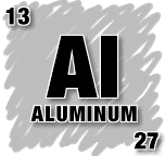 [Image:Aluminum Symbol Square.  Showing Symbol, Name, Atomic Number and Atomic Mass of Element]