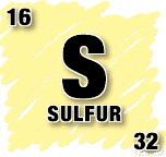 [Image:Sulfur Symbol Square.  Showing Symbol, Name, Atomic Number and Atomic Mass of Element]